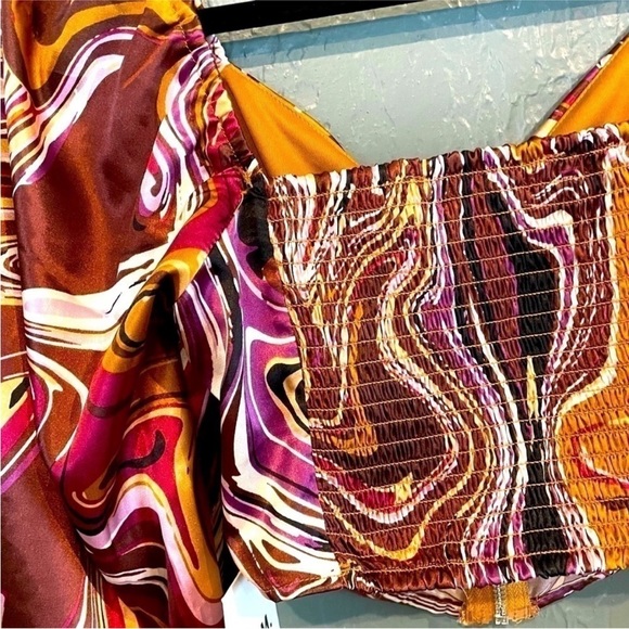 O.L.M. OLM Zip Up Funky Retro 70s Blouse - Picture 2 of 4